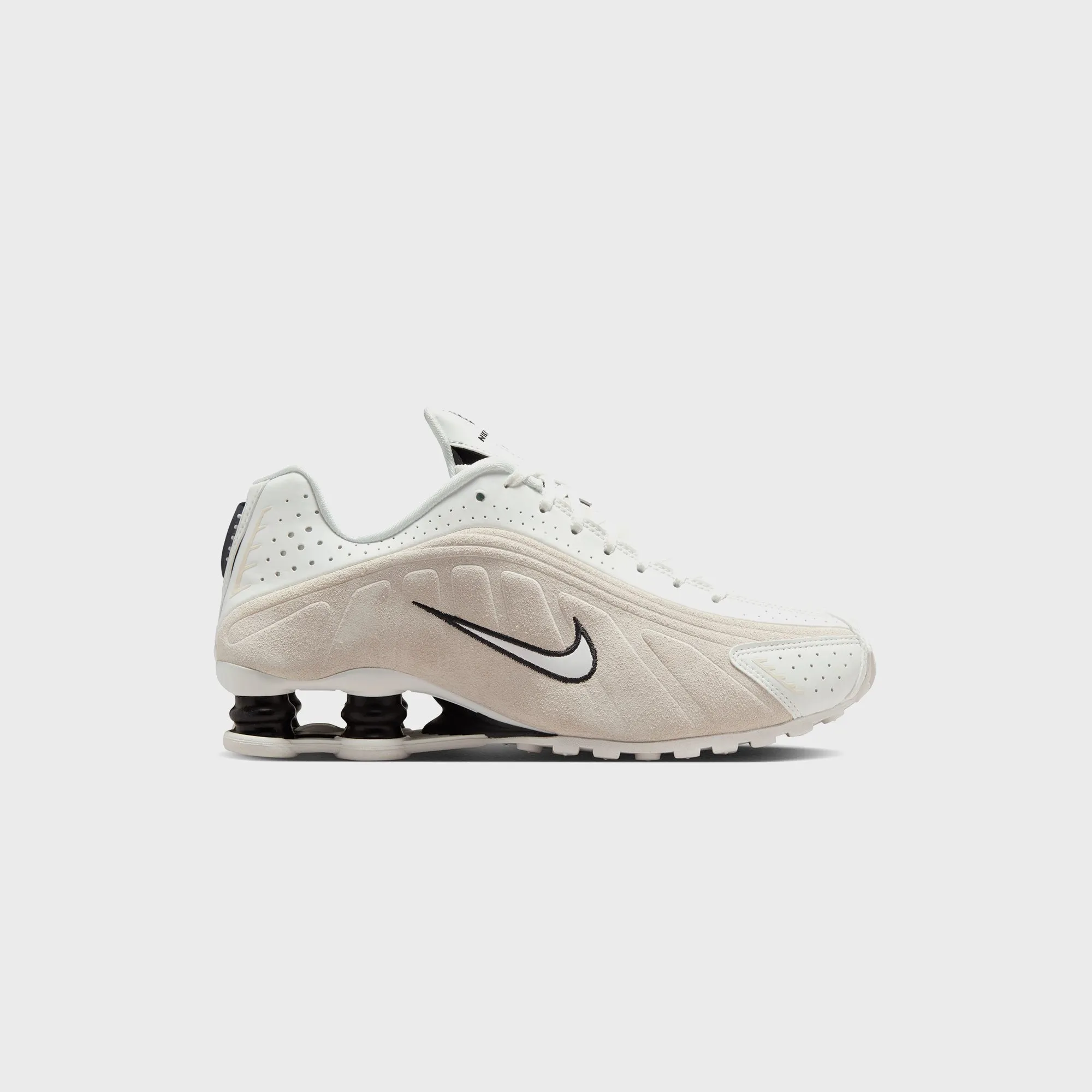 Nike WMNS Shox R4 - Summit White / Black / Light Orewood Brown sold by Kith