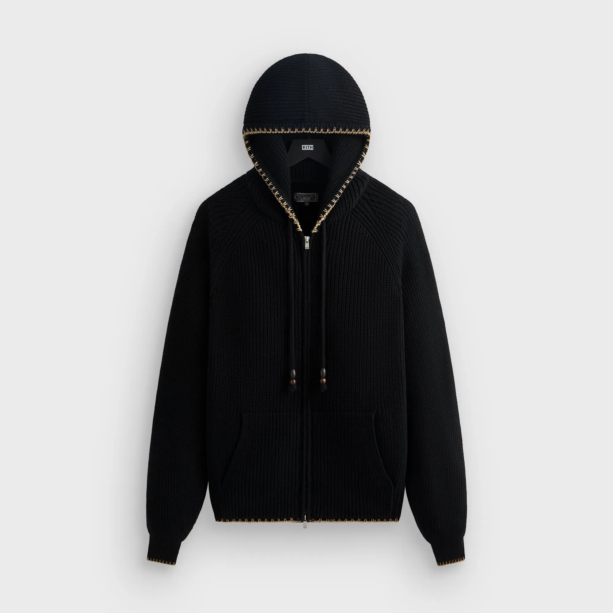 Kith Full Zip Miles Knit Hoodie - Black sold by Kith