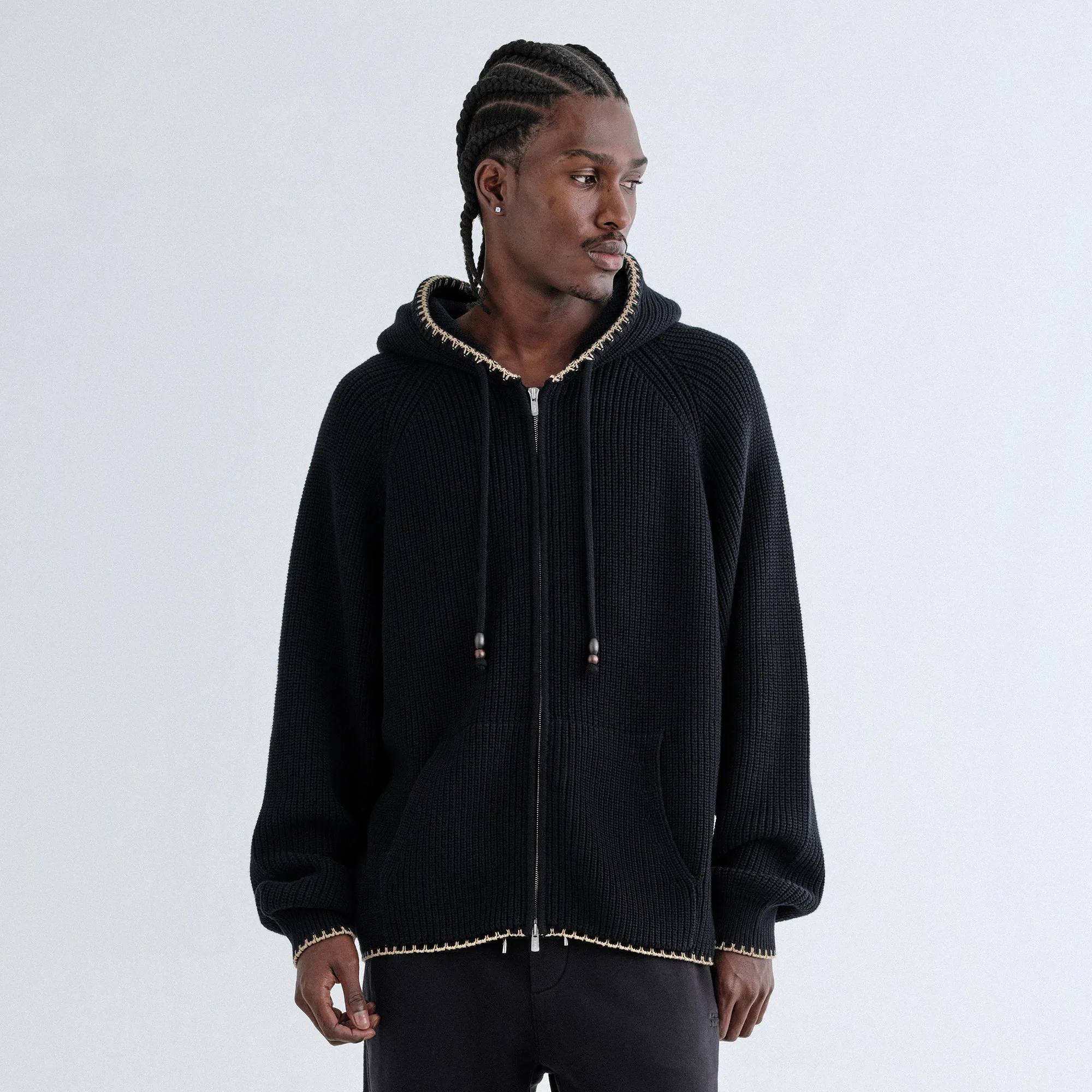 Kith Full Zip Miles Knit Hoodie - Black sold by Kith product image thumbnail 2