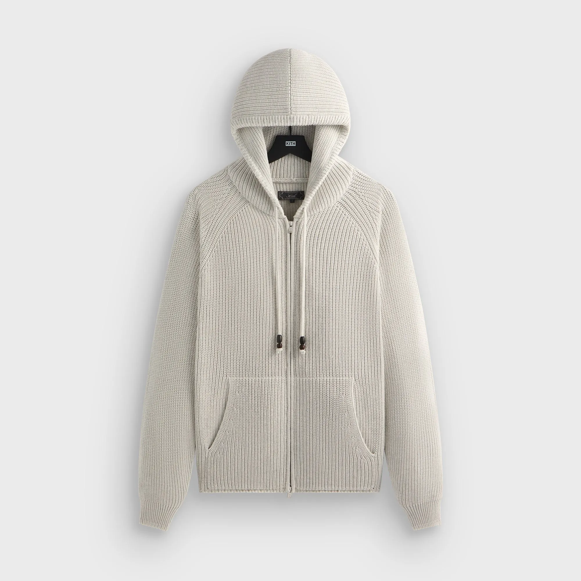 Kith Full Zip Miles Knit Hoodie - Light Heather Grey sold by Kith