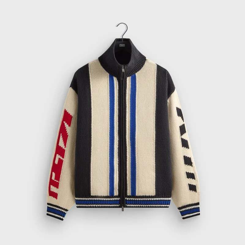 Kith Color-Blocked Moto Full Zip Wyona Sweater - Sandrift sold by Kith