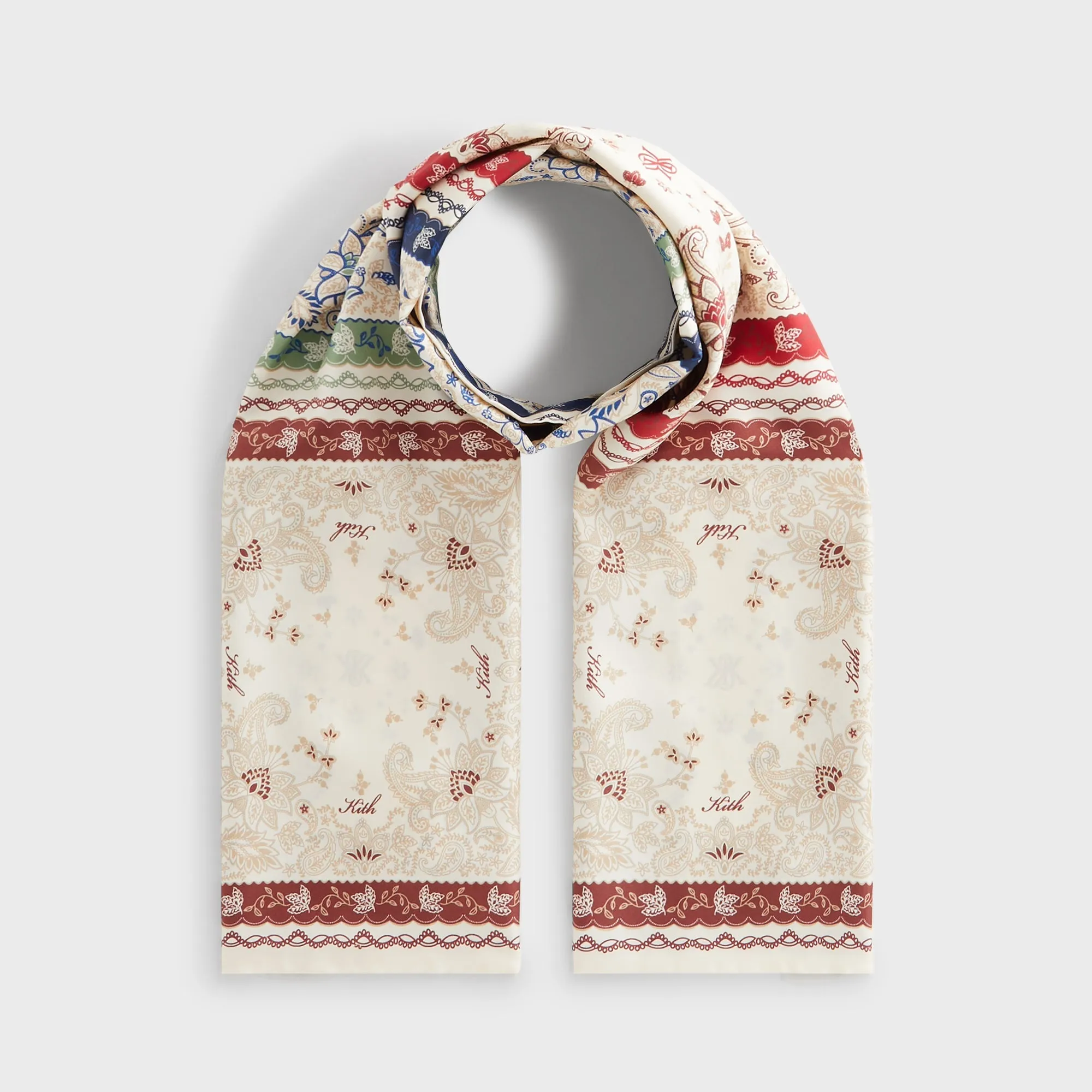 Kith Printed Paisley Silk Scarf - Waffle sold by Kith