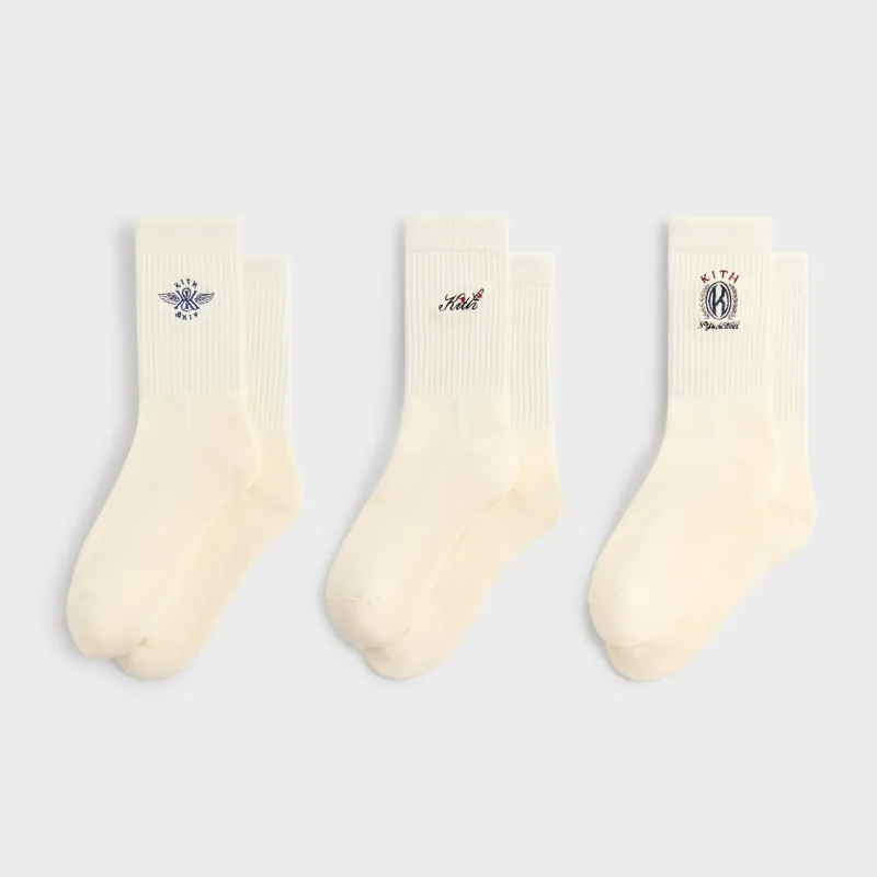 Kith 3-Pack Graphic Crew Socks - Silk sold by Kith