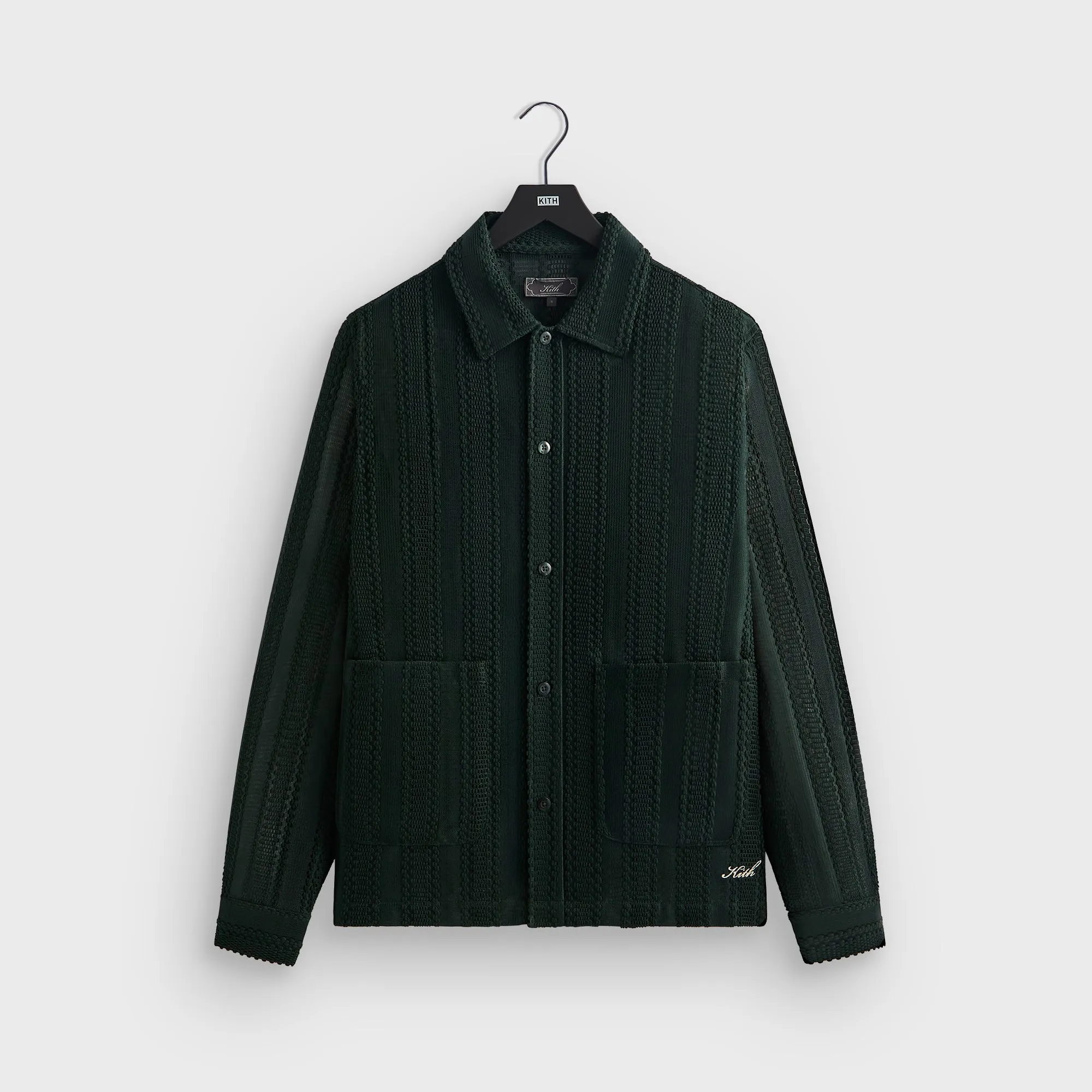 Kith Ladder Lace Long Sleeve Boxy Collared Overshirt - Stadium sold by Kith