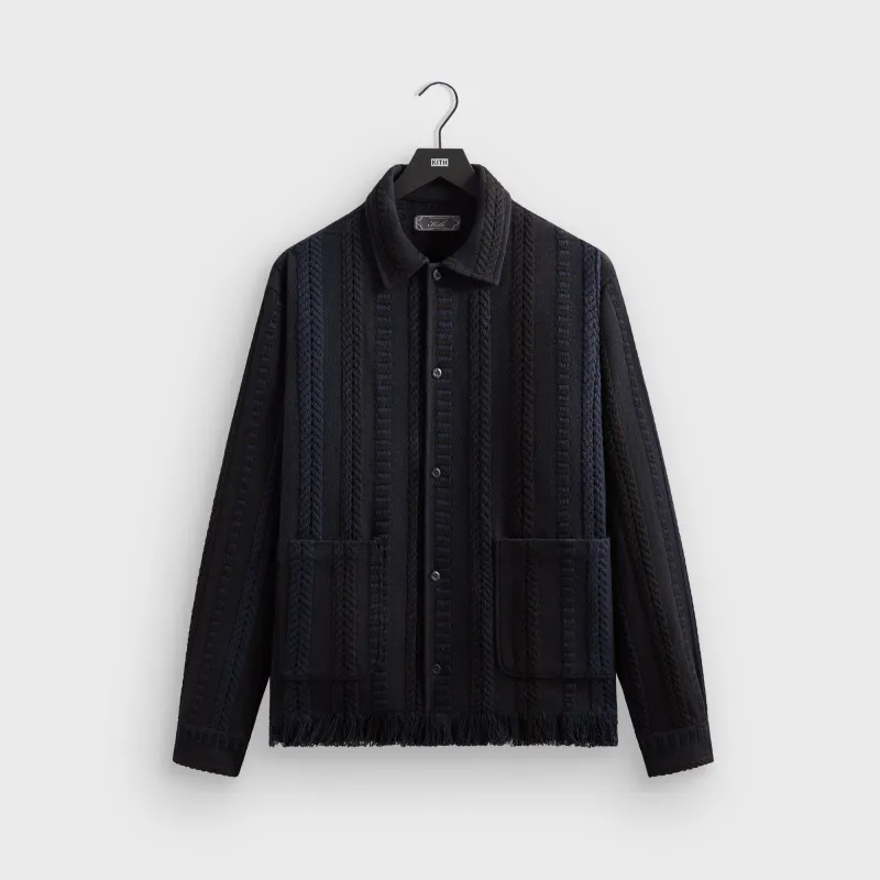 Kith Mixed Stripe Tweed Boxy Collared Overshirt - Nocturnal sold by Kith