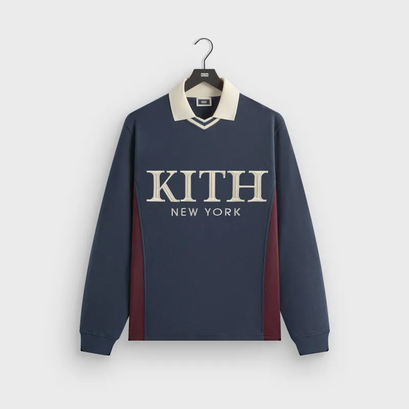 Kith Pique Long Sleeve Tap Polo - Nocturnal sold by Kith