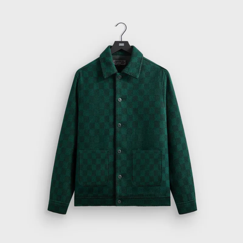 Kith Check Boucle Boxy Collared Overshirt - Ivy Green sold by Kith