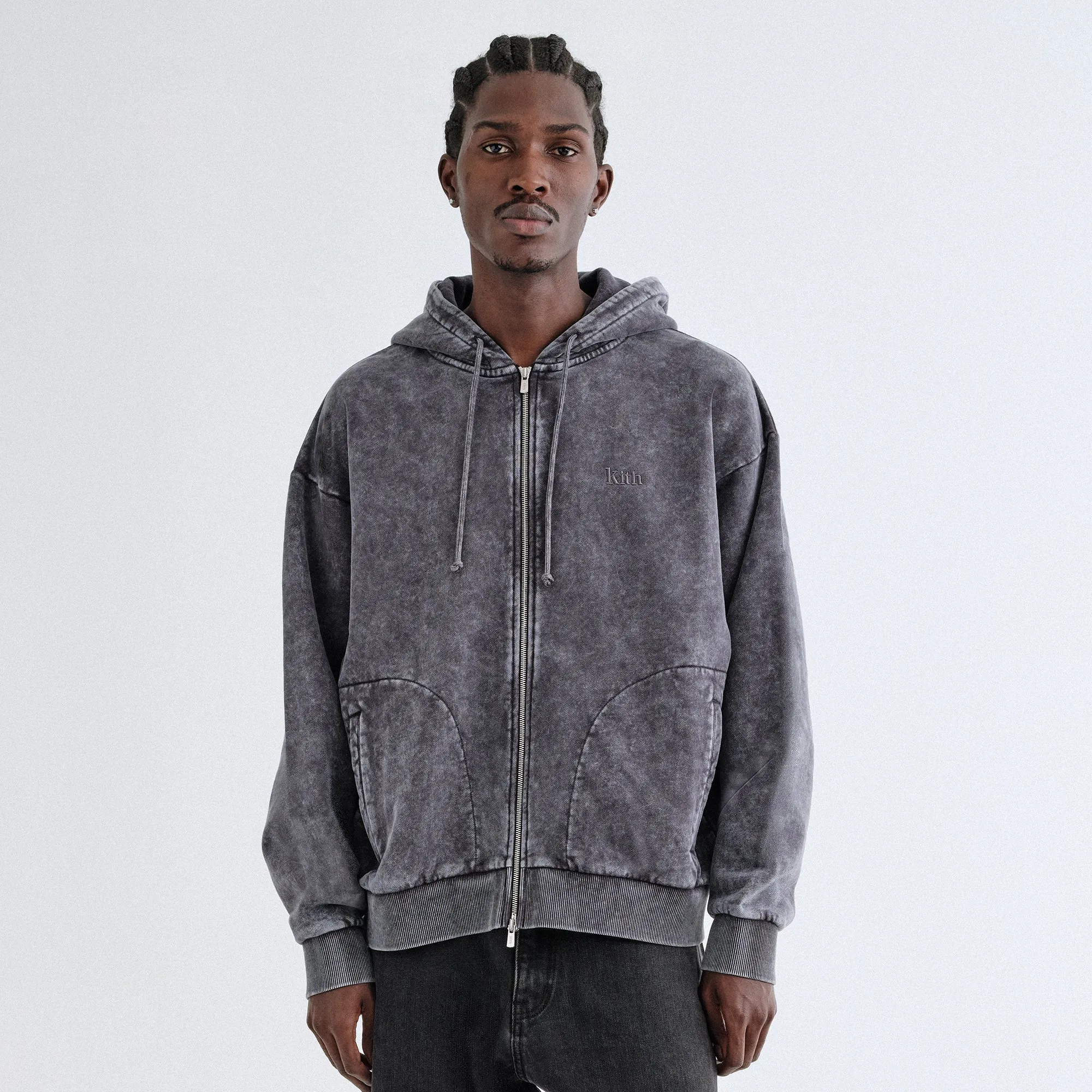 Kith Antique Wash Full Zip Nelson Hoodie - Black sold by Kith product image thumbnail 2