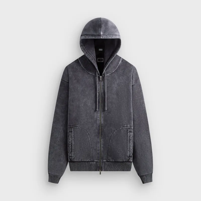 Kith Antique Wash Full Zip Nelson Hoodie - Black sold by Kith
