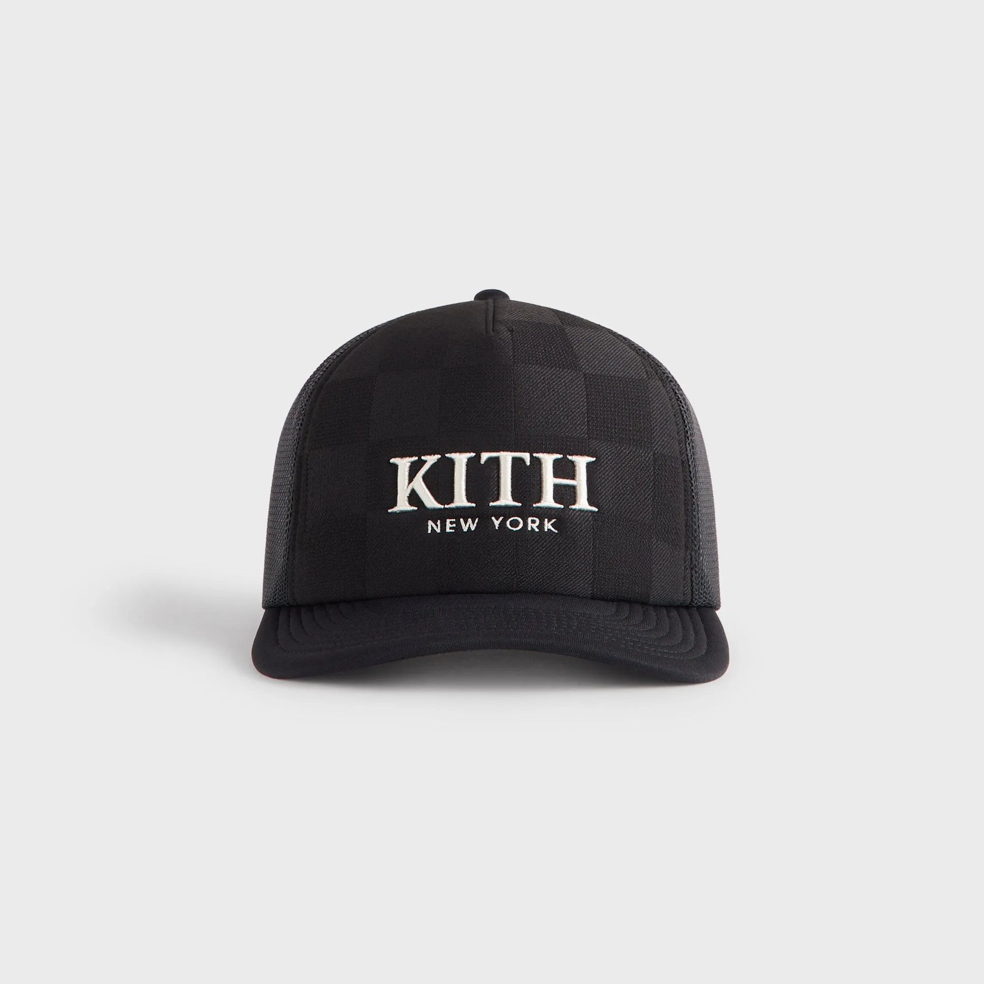 Kith Checkerboard Double Weave Nolan Trucker Hat - Black sold by Kith