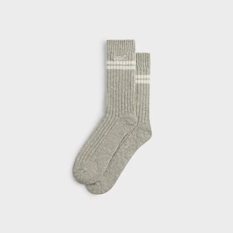 Kith Calf Stripe Marled Crew Sock - Light Heather Grey sold by Kith