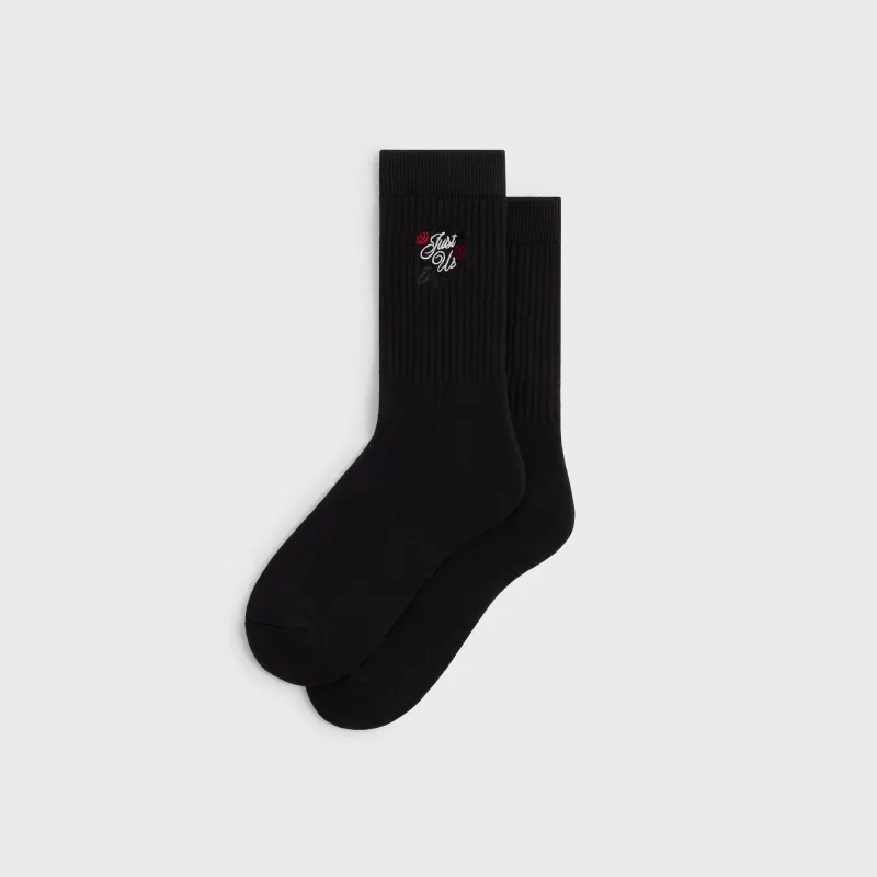 Kith Embroidered Rose Crew Socks - Black sold by Kith