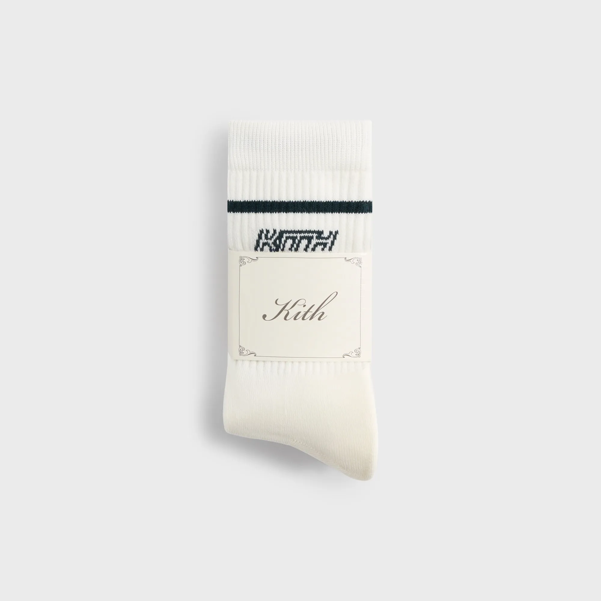 Kith 3-Pack Logo Crew Socks - White / Grey sold by Kith product image thumbnail 2