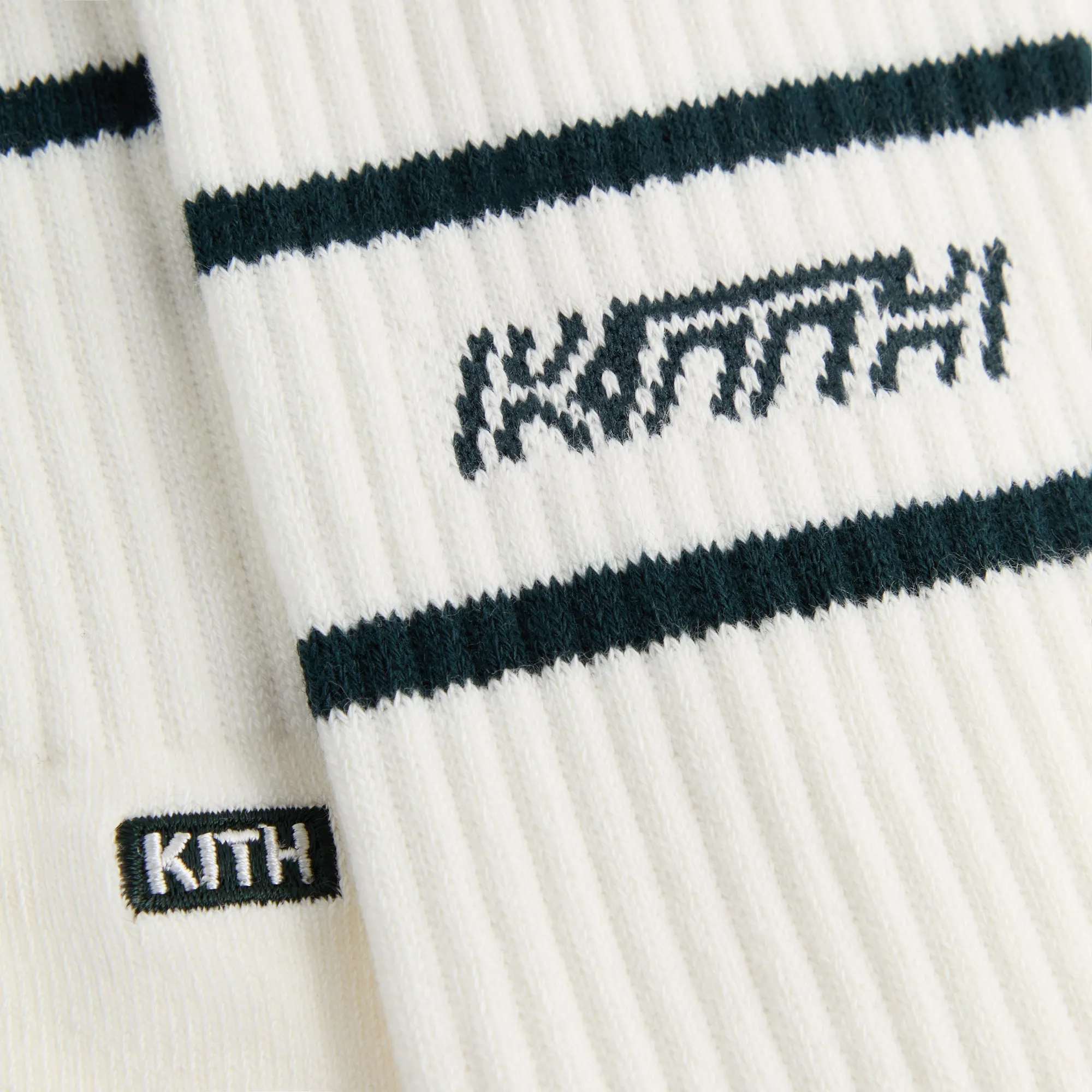 Kith 3-Pack Logo Crew Socks - White / Grey sold by Kith product image thumbnail 3