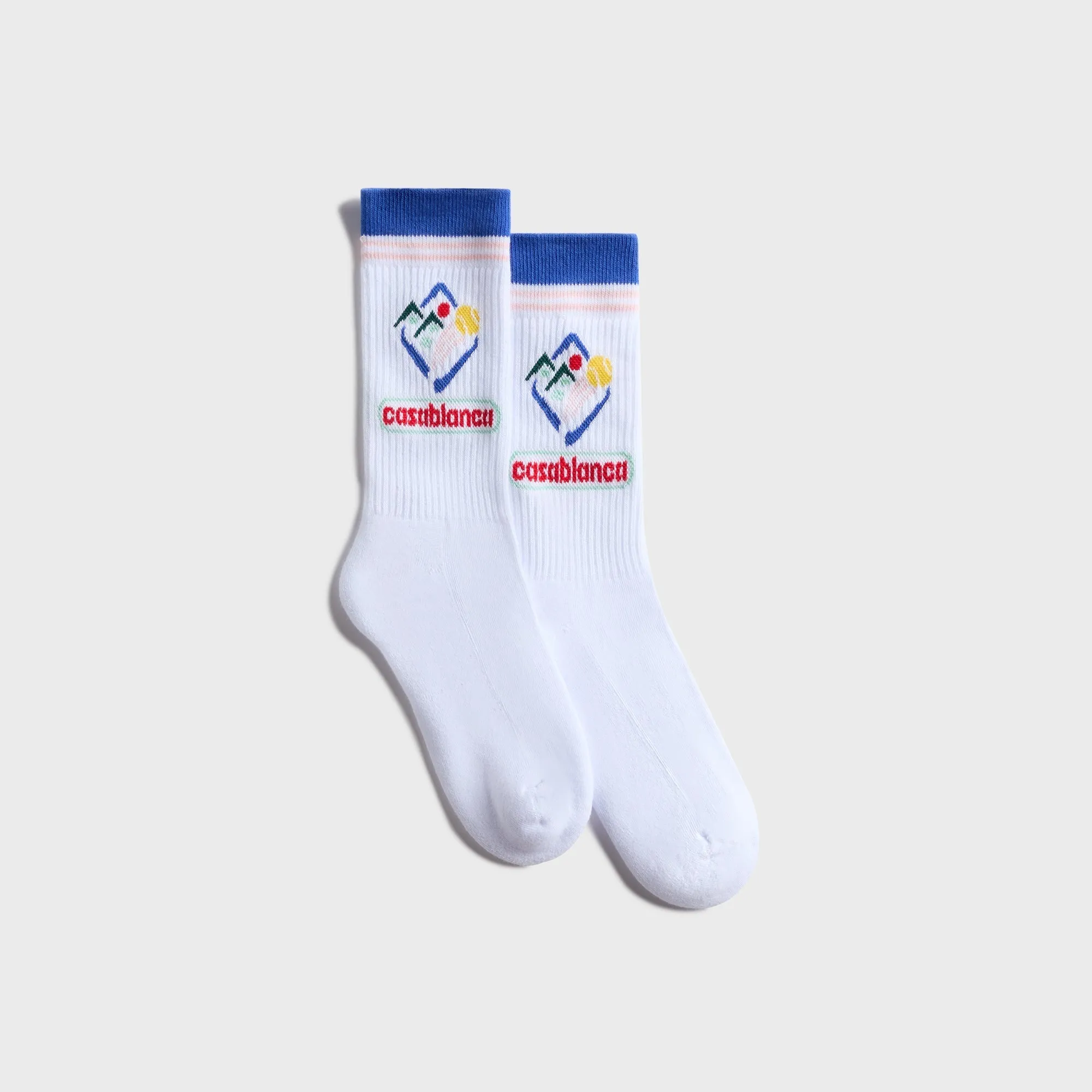 Casablanca Printed Sports Socks Fuji Icon - White sold by Kith