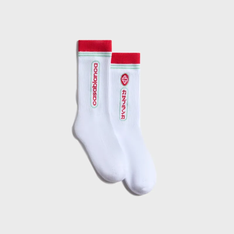 Casablanca Printed Sports Socks Fuji Dream - White sold by Kith