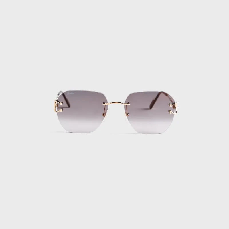 Cartier Rectangle 58 Sunglass Unisex Metal - Shiny Gold sold by Kith