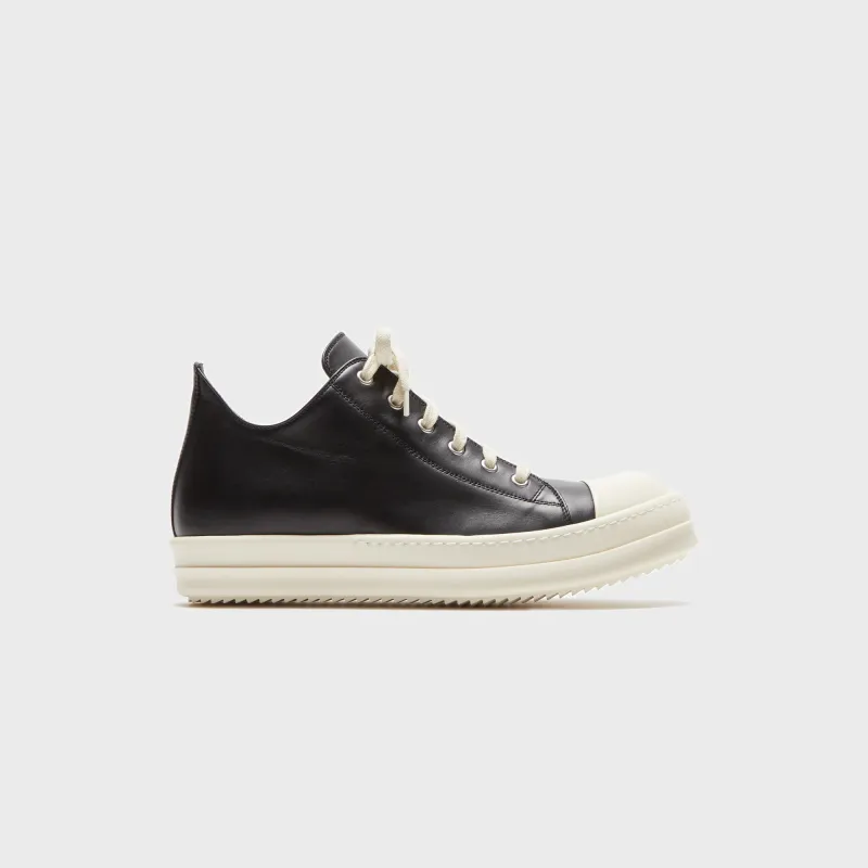 Rick Owens Scarpe Pelle Low Sneakers - Black / Milk / Milk sold by Kith