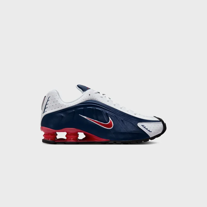 Nike Shox R4 - Midnight Navy / Gym Red / White sold by Kith