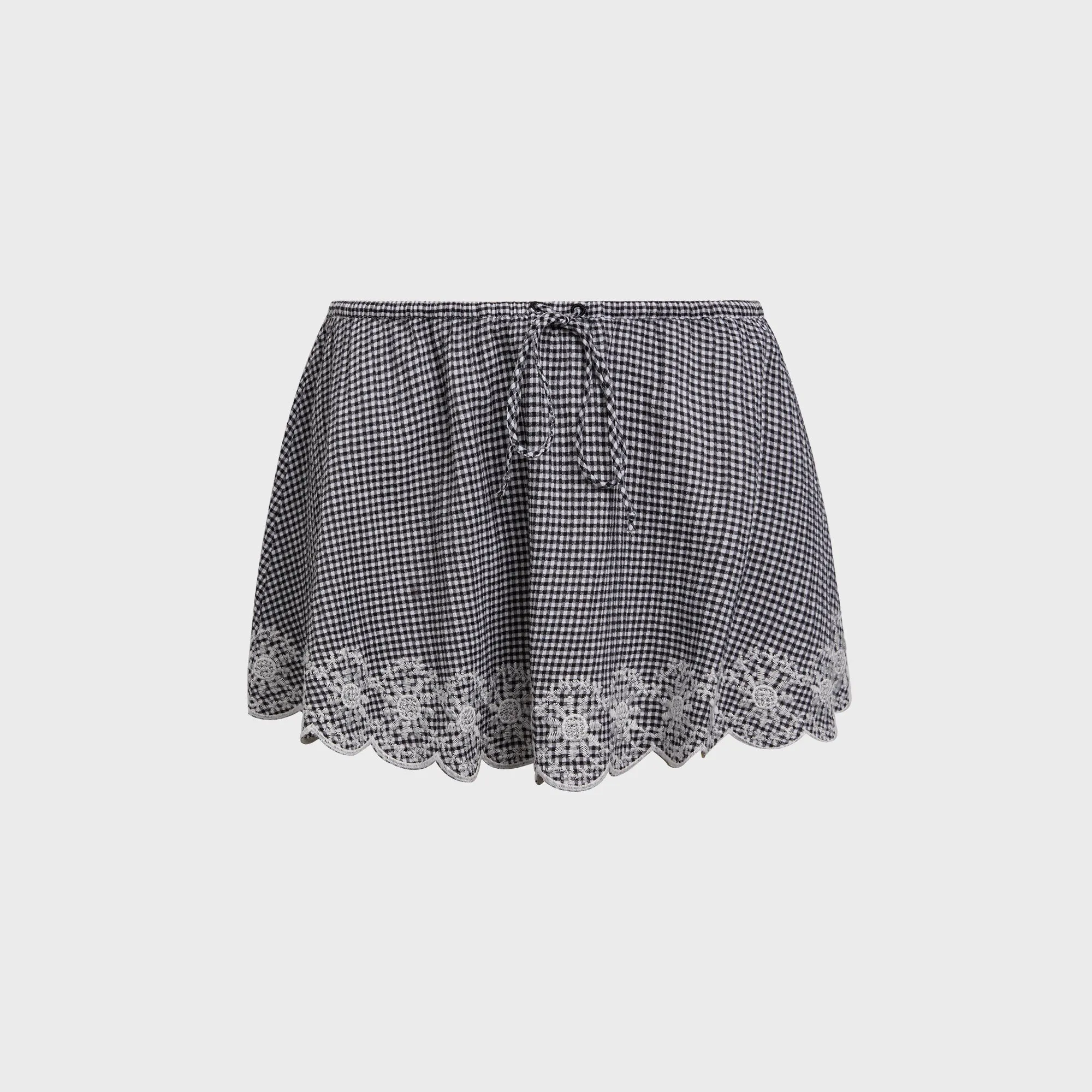 GUIZIO Maelle Gingham Mini Skirt - Black sold by Kith