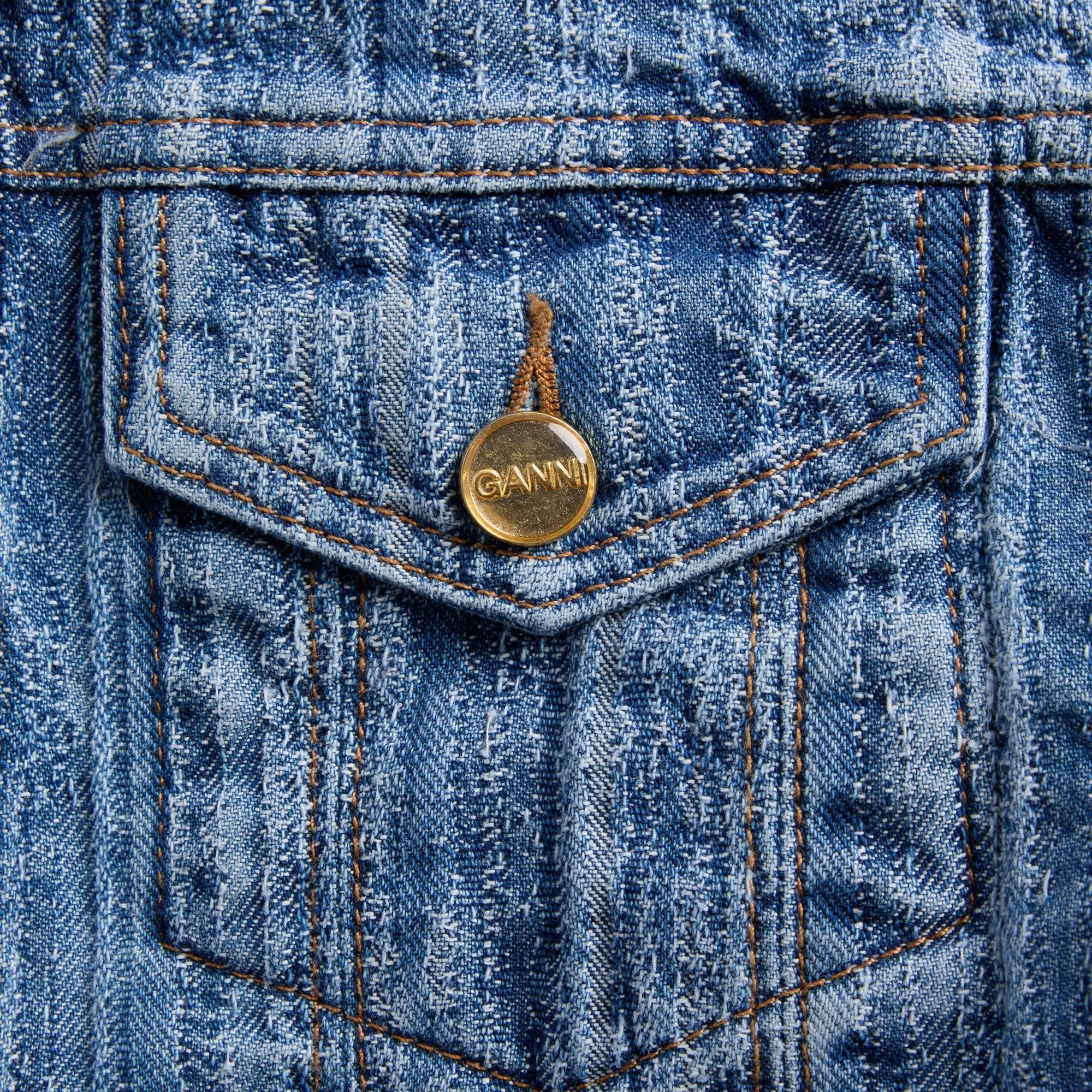 Ganni Structured Denim Fitted Jacket - Mid Blue Stone sold by Kith product image thumbnail 3