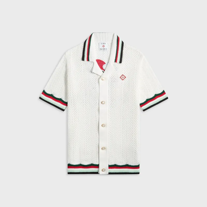 Casablanca Cotton Montagne Ondulee Crochet Shirt - Off White sold by Kith