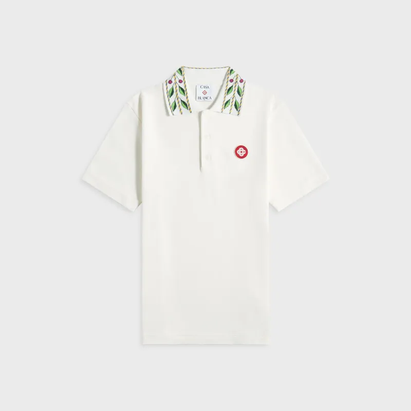 Casablanca Classic Laurel Pique Polo - Off-White sold by Kith