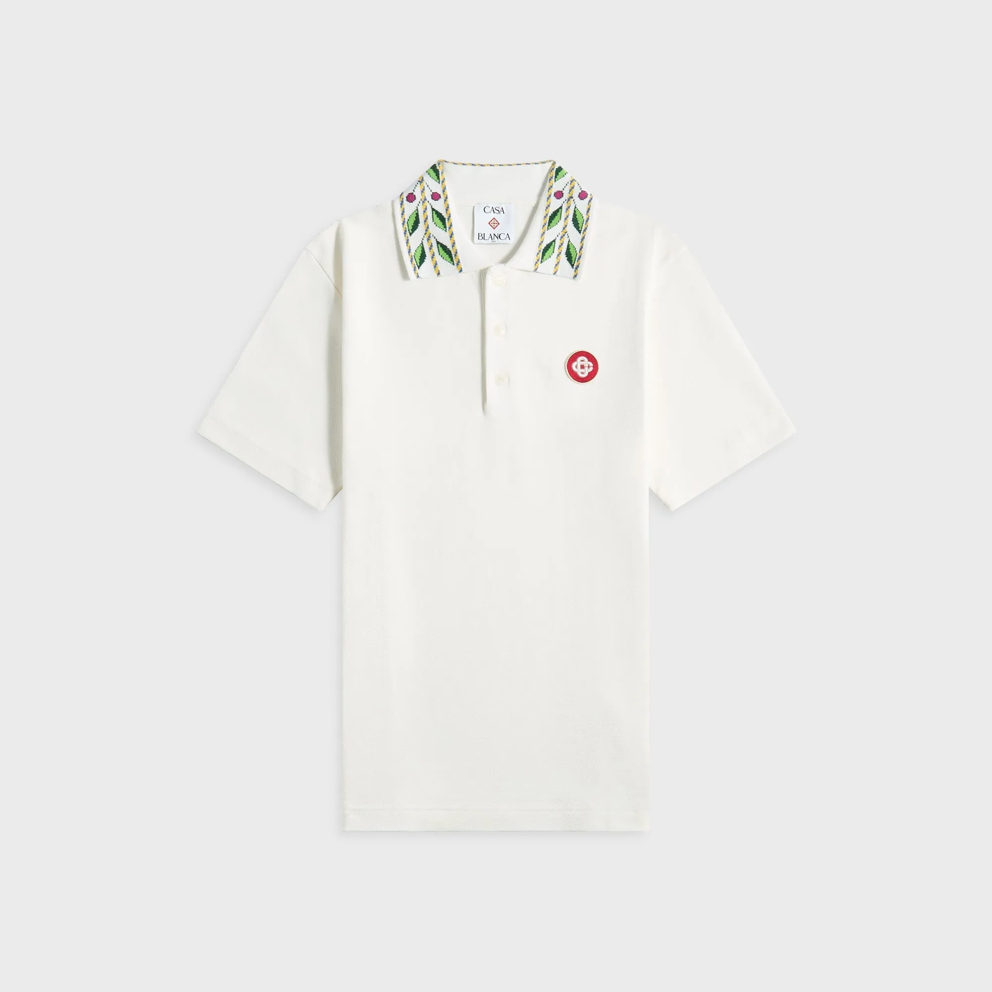 Casablanca Classic Laurel Pique Polo - Off-White sold by Kith