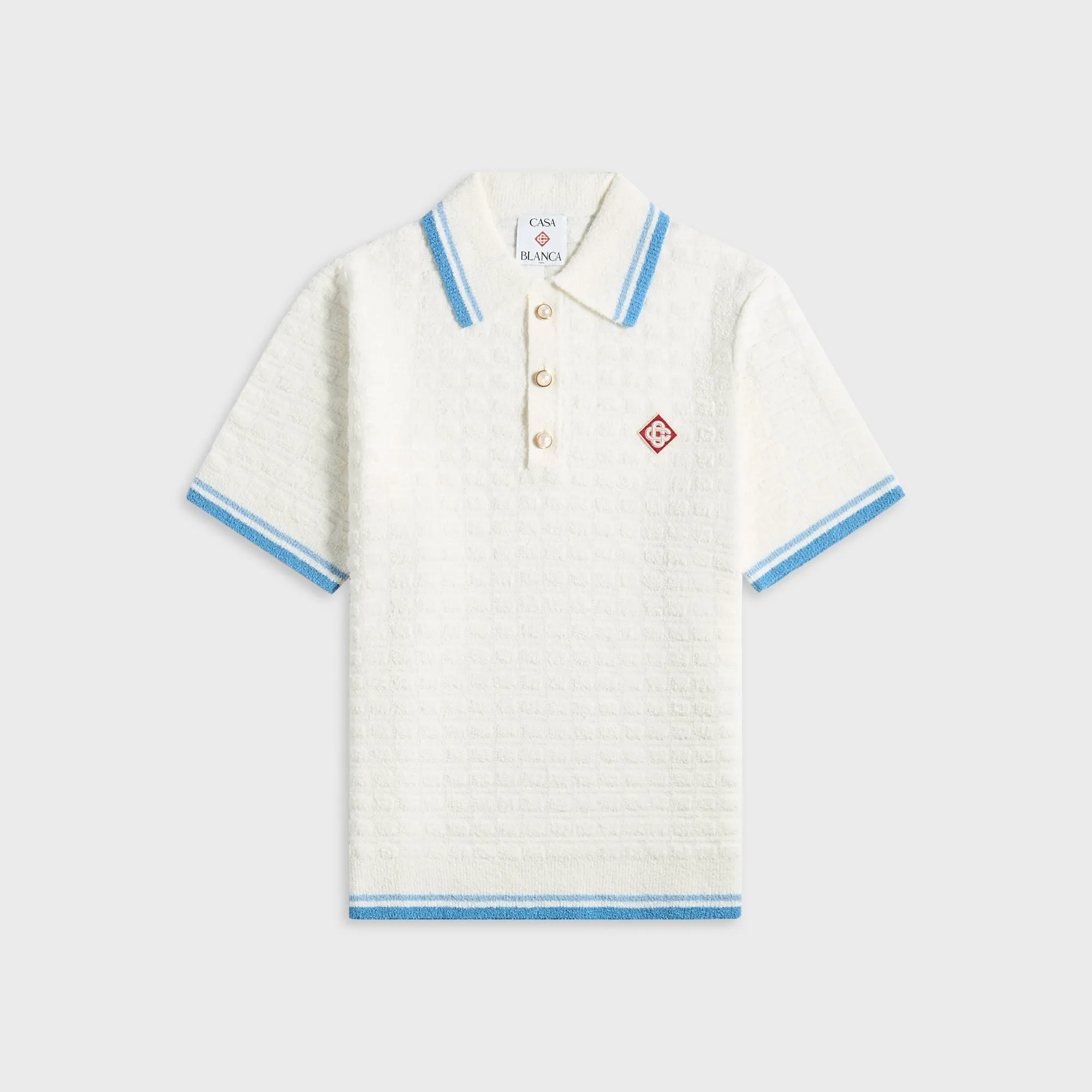 Casablanca Boucle Polo - White sold by Kith