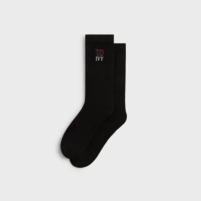 Kith Ivy for Wilson Performance Crew Socks - Black sold by Kith