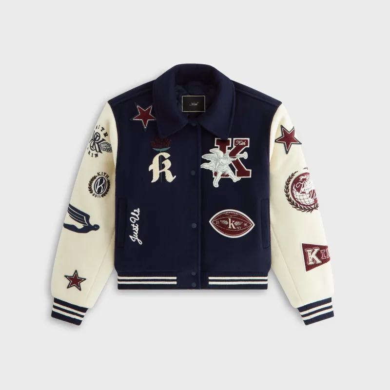 Kith Women Campbell II Melton Varsity Bomber Jacket - Nocturnal sold by Kith