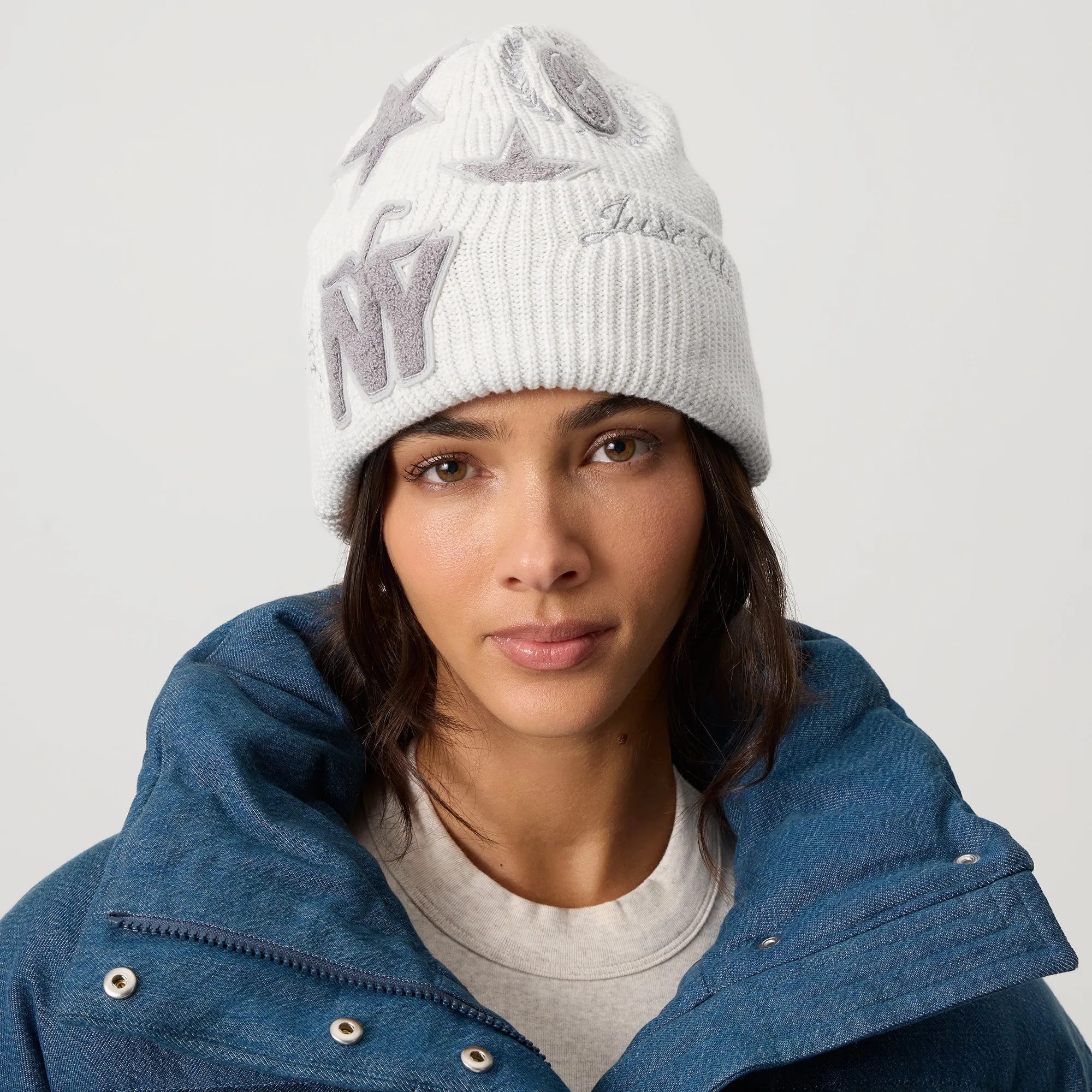 Kith Women Mia Beanie With Patches - Light Heather Grey sold by Kith product image thumbnail 2