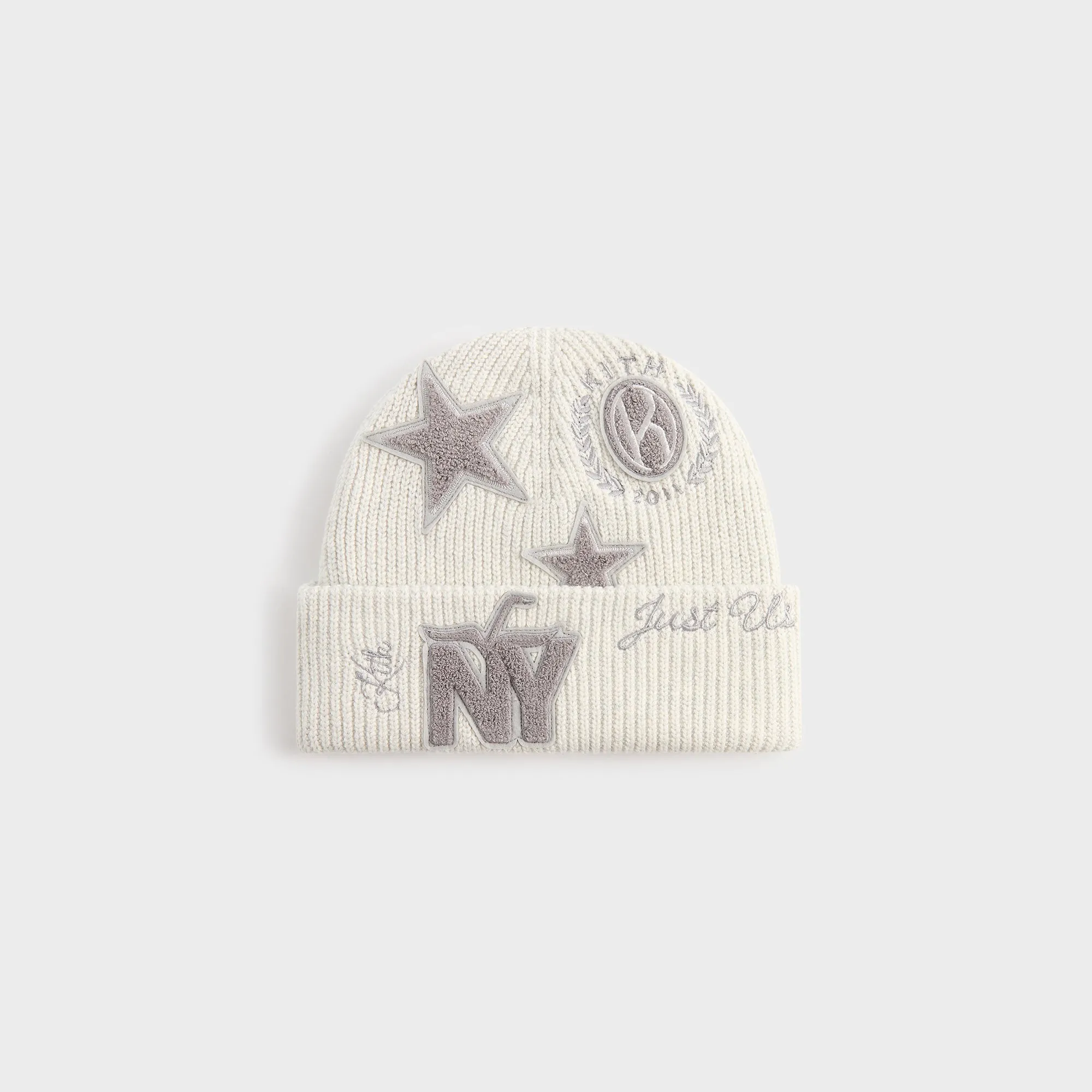 Kith Women Mia Beanie With Patches - Light Heather Grey sold by Kith