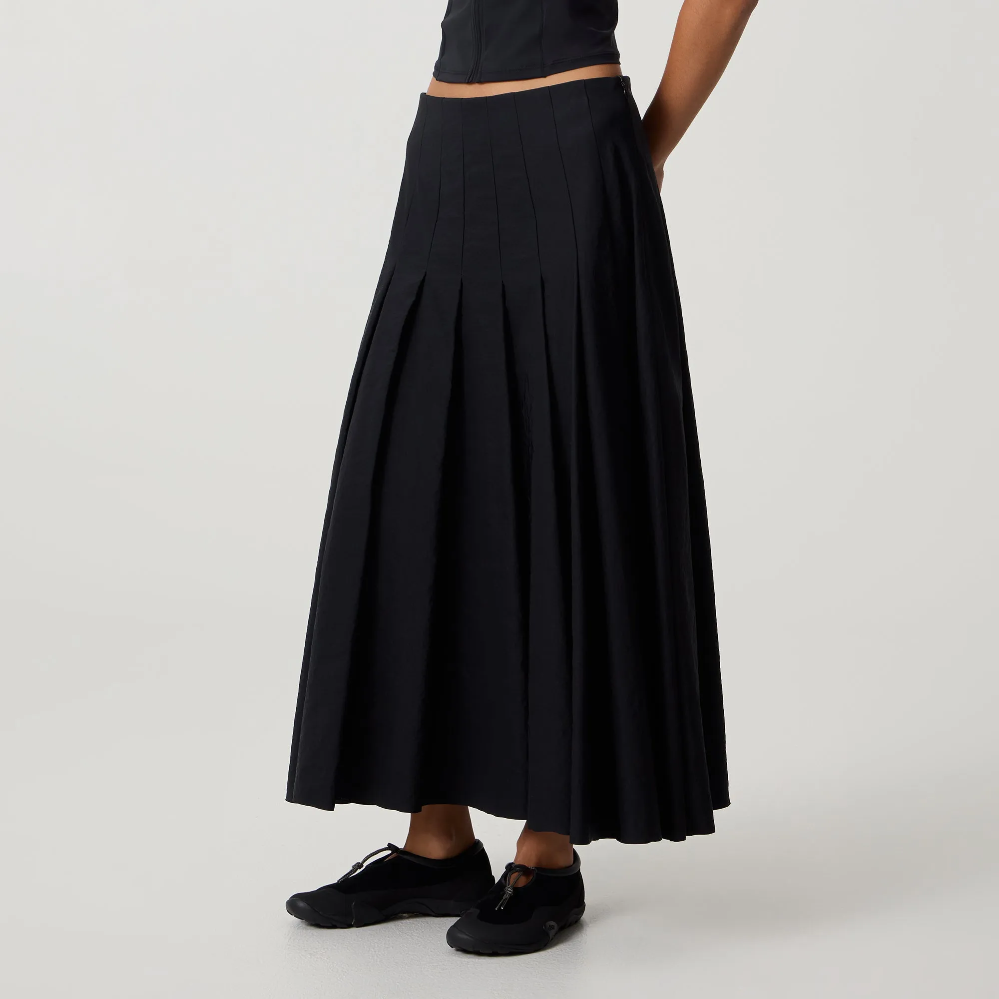 Kith Women Nadira Nylon Pleated Skirt - Black sold by Kith product image thumbnail 2