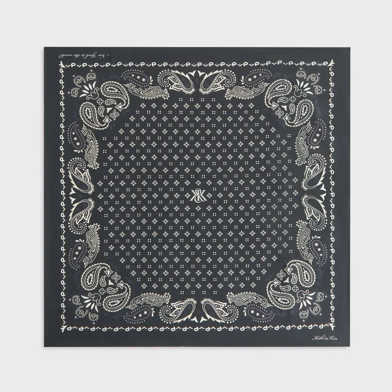 Kith Women Printed Paisley Silk Bandana - Black Beauty sold by Kith