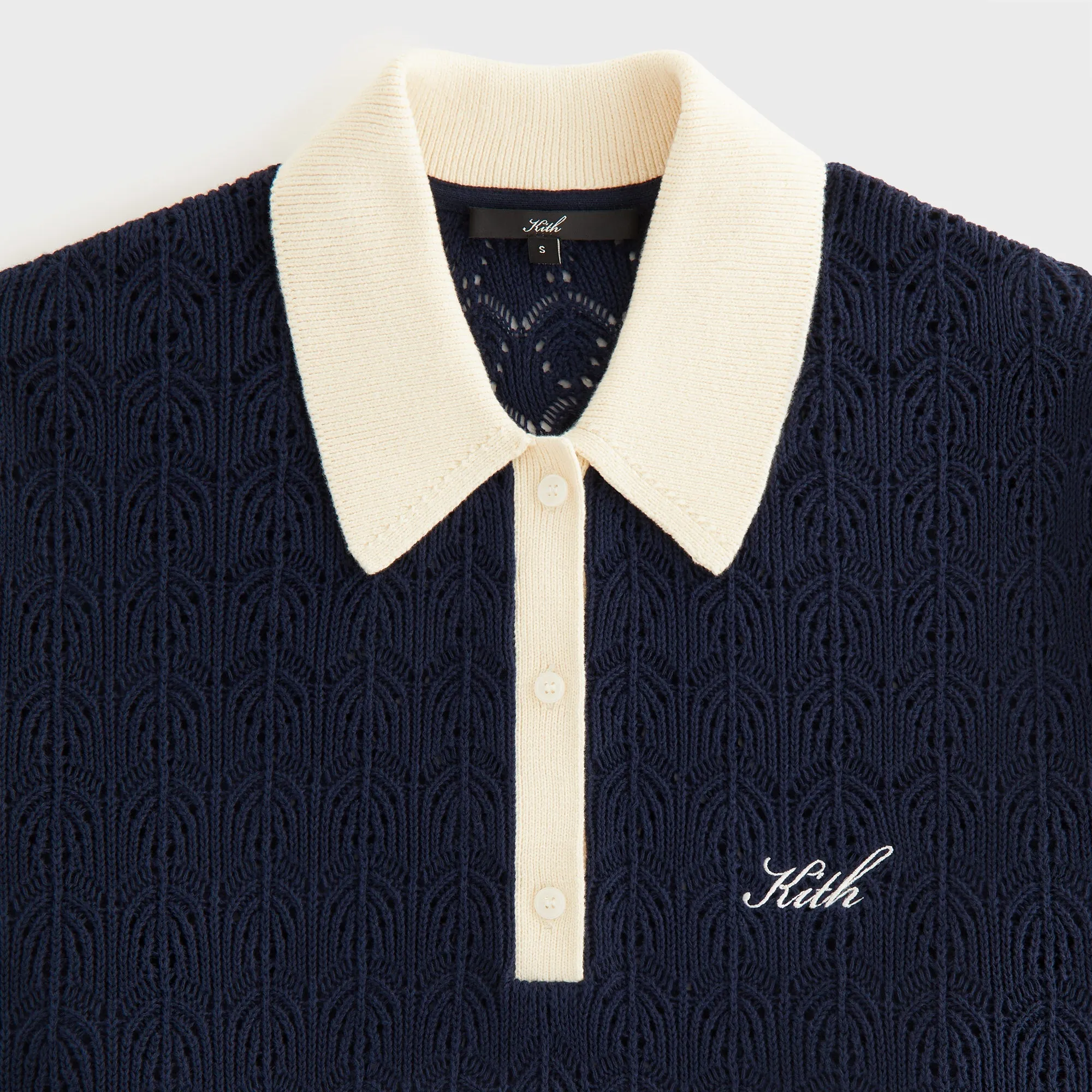 Kith Women Selma Crochet Polo Long Sleeve - Nocturnal sold by Kith product image thumbnail 4