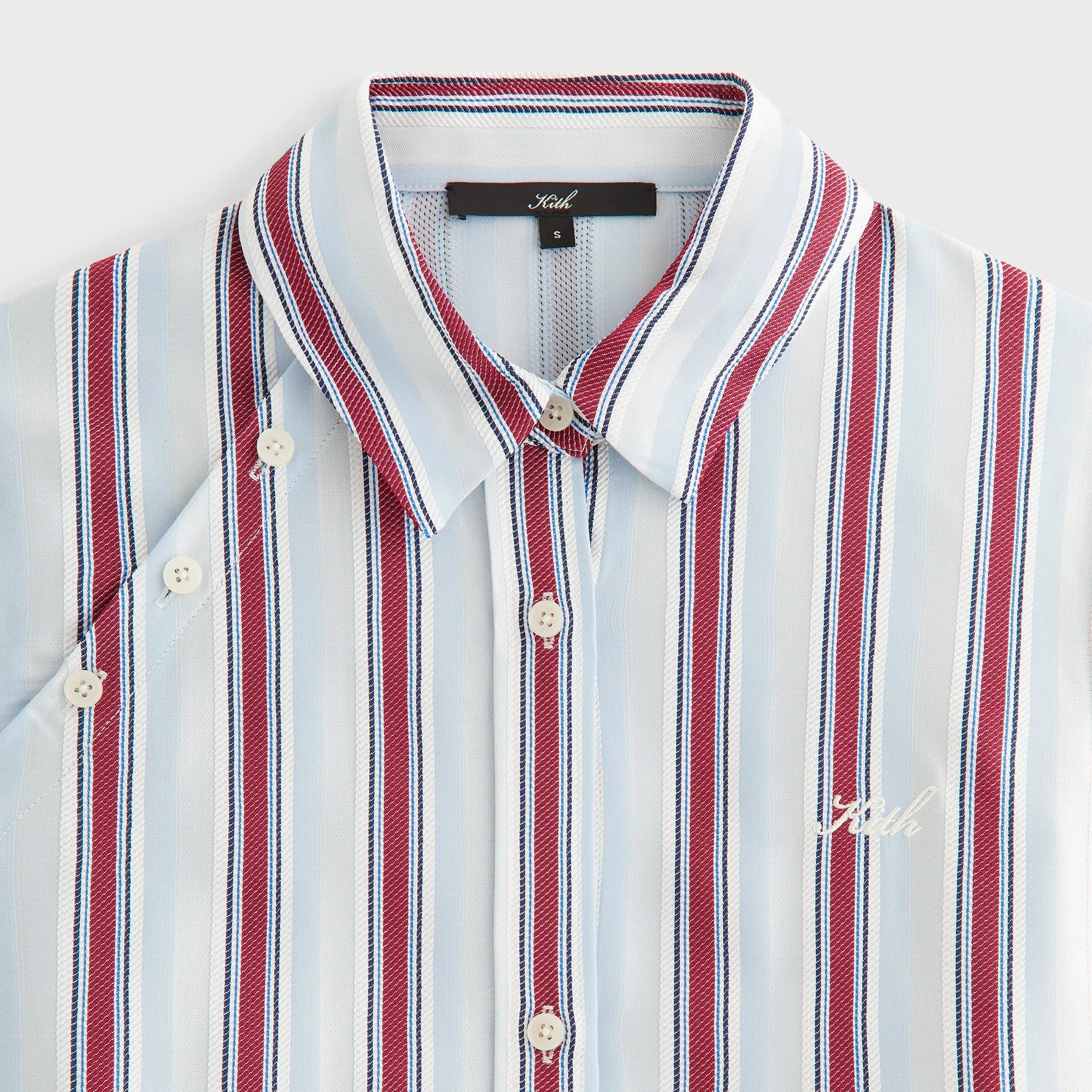 Kith Women Sidney Stripe Asymmetrical Shirt - Tin sold by Kith product image thumbnail 4