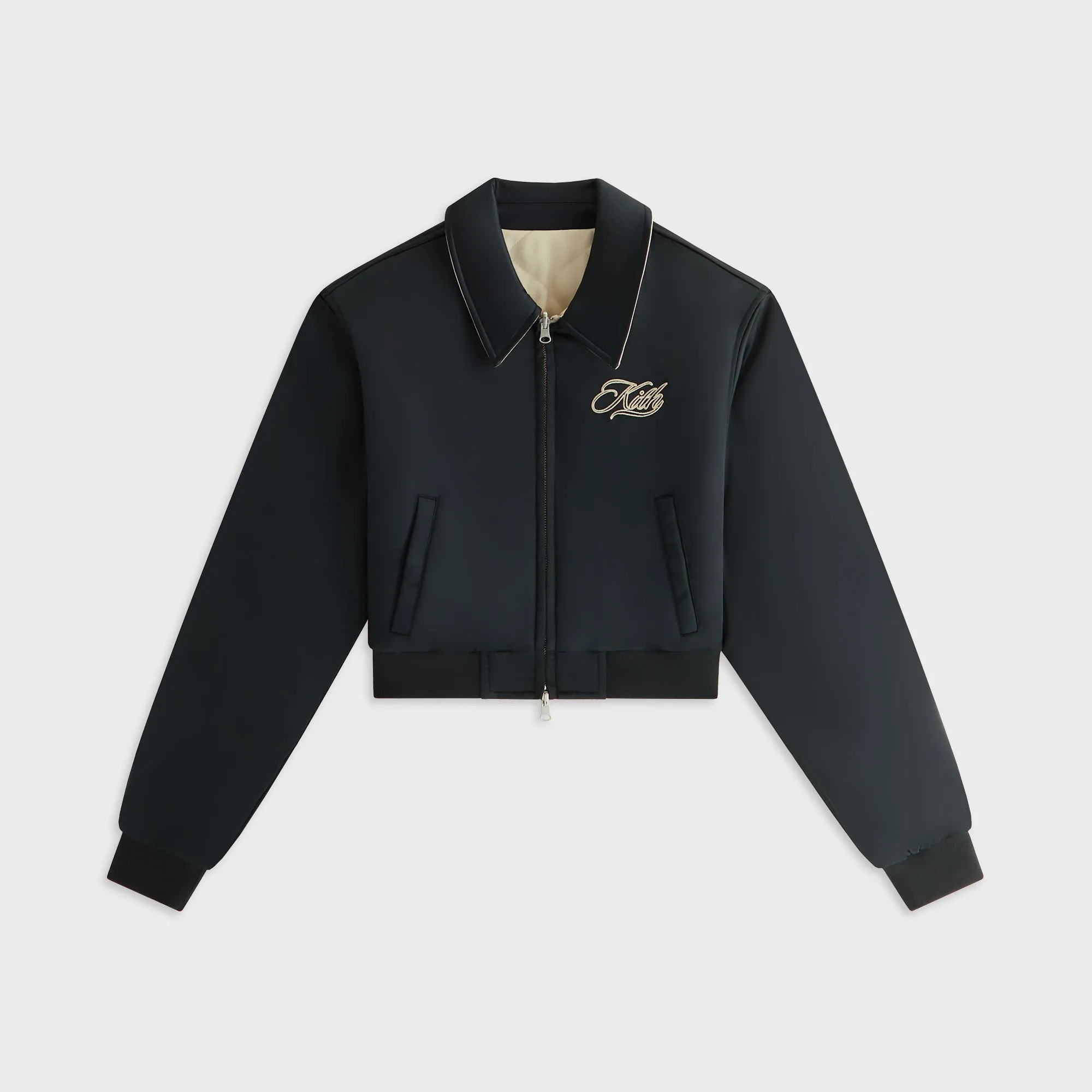 Kith Women Reversible Landry IV Cropped Bomber Jacket - Black sold by Kith