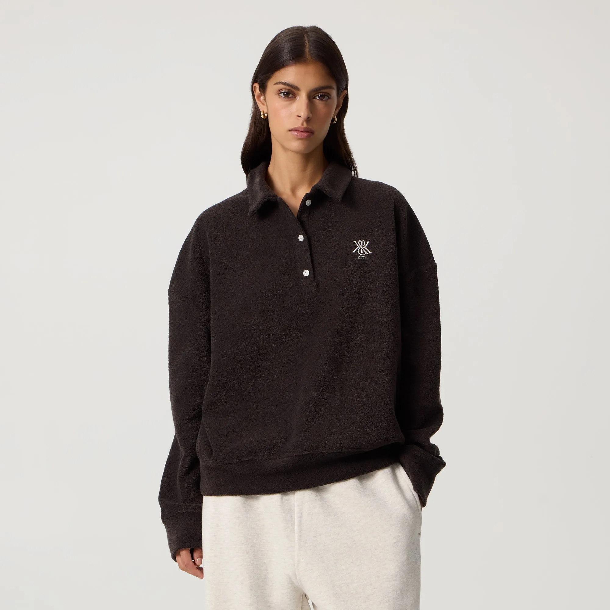 Kith Women Selma Boucle Towel Polo Long Sleeve - Kindling sold by Kith product image thumbnail 2