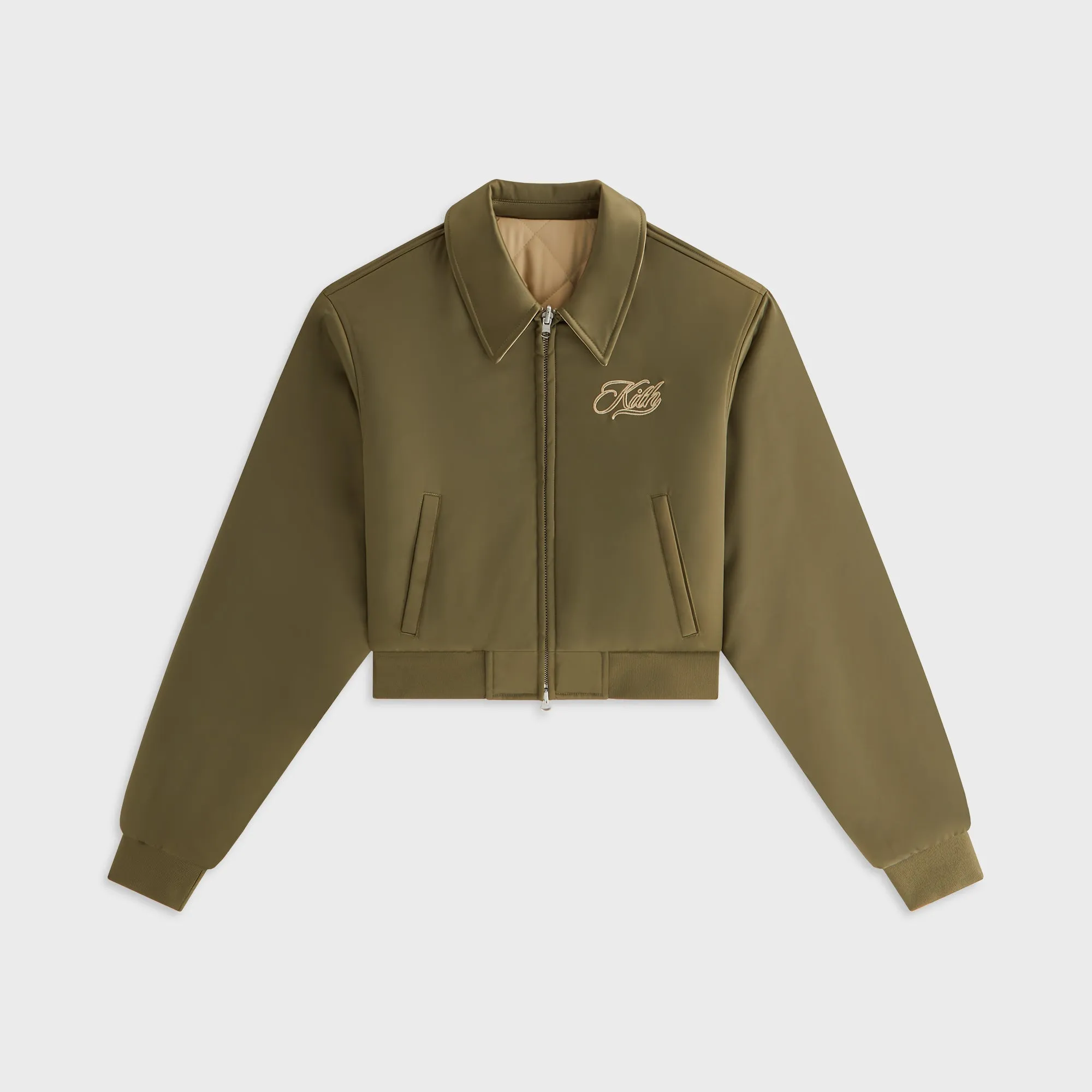 Kith Women Reversible Landry IV Cropped Satin Bomber Jacket - Canopy sold by Kith