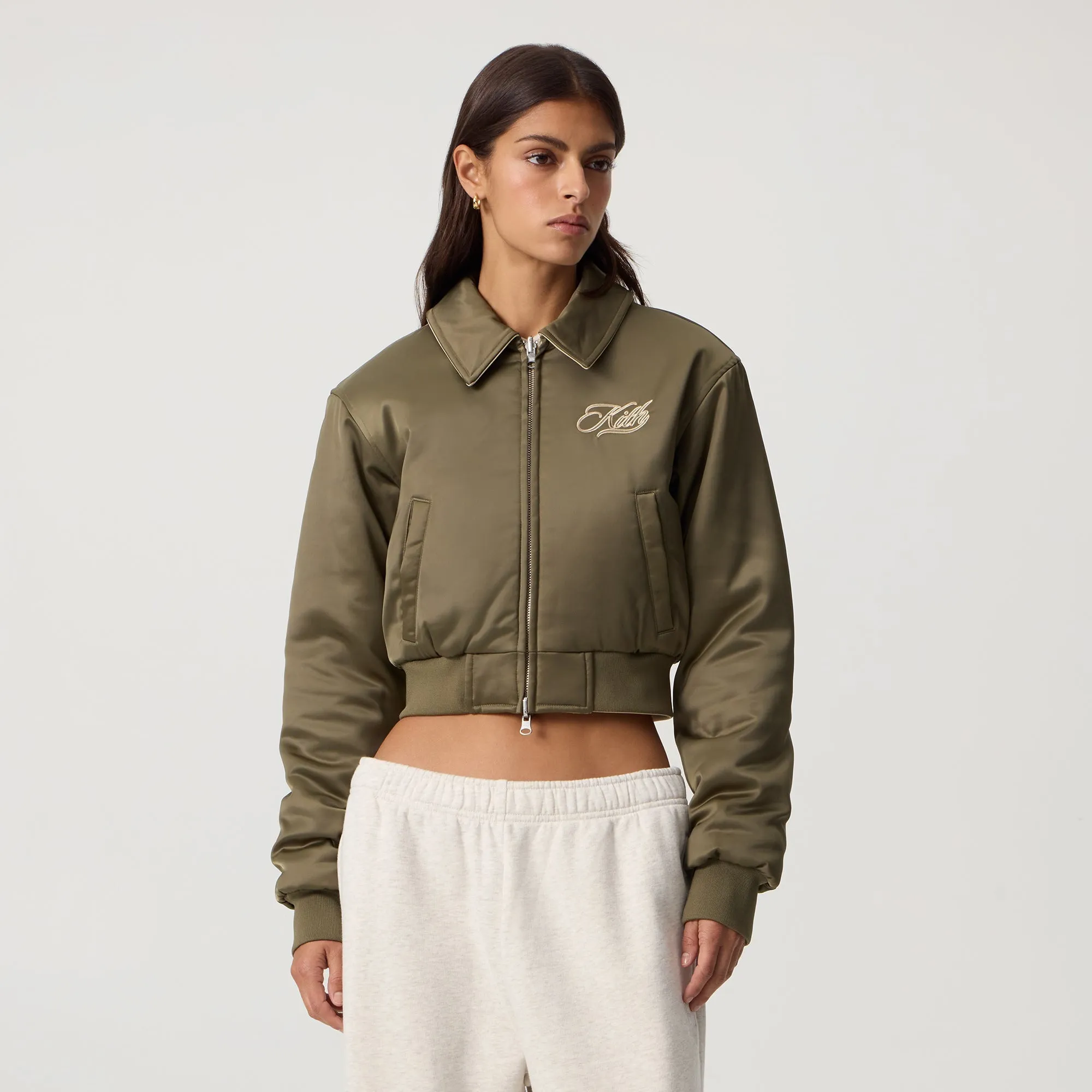 Kith Women Reversible Landry IV Cropped Satin Bomber Jacket - Canopy sold by Kith product image thumbnail 2