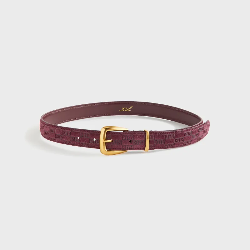 Kith Women Monogram Debossed Suede Belt - Magma sold by Kith