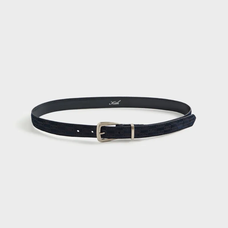 Kith Women Monogram Debossed Suede Belt - Ink sold by Kith