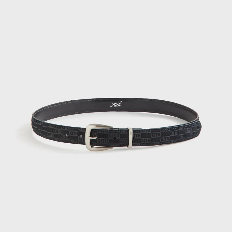 Kith Women Monogram Debossed Suede Belt - Black sold by Kith
