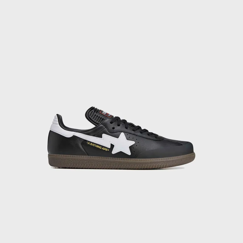 adidas x BAPE Samba -  Core Black / White / Gum sold by Kith