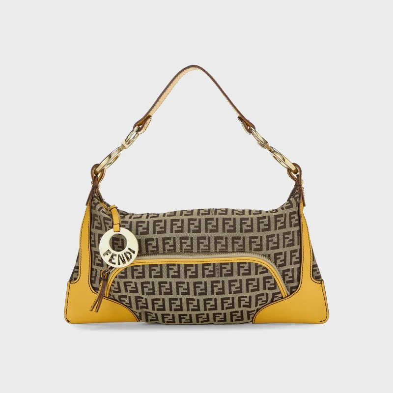 WGACA Fendi Zucchino Canvas Chef Pocket Shoulder Bag Small - Yellow / Brown sold by Kith