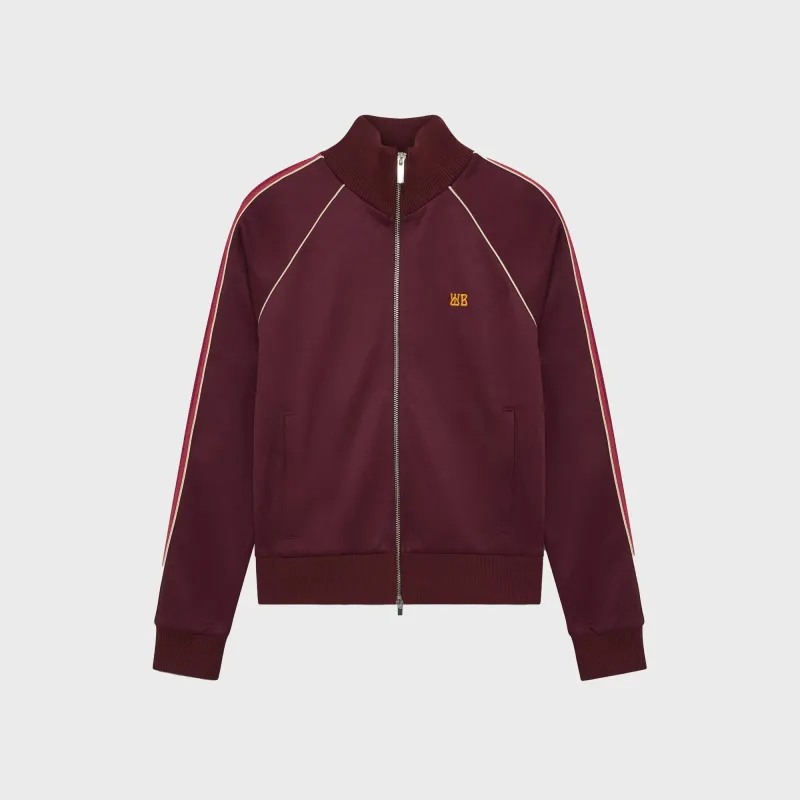 Wales Bonner Plain Poly Jersey Mantra Track Top - Burgundy sold by Kith