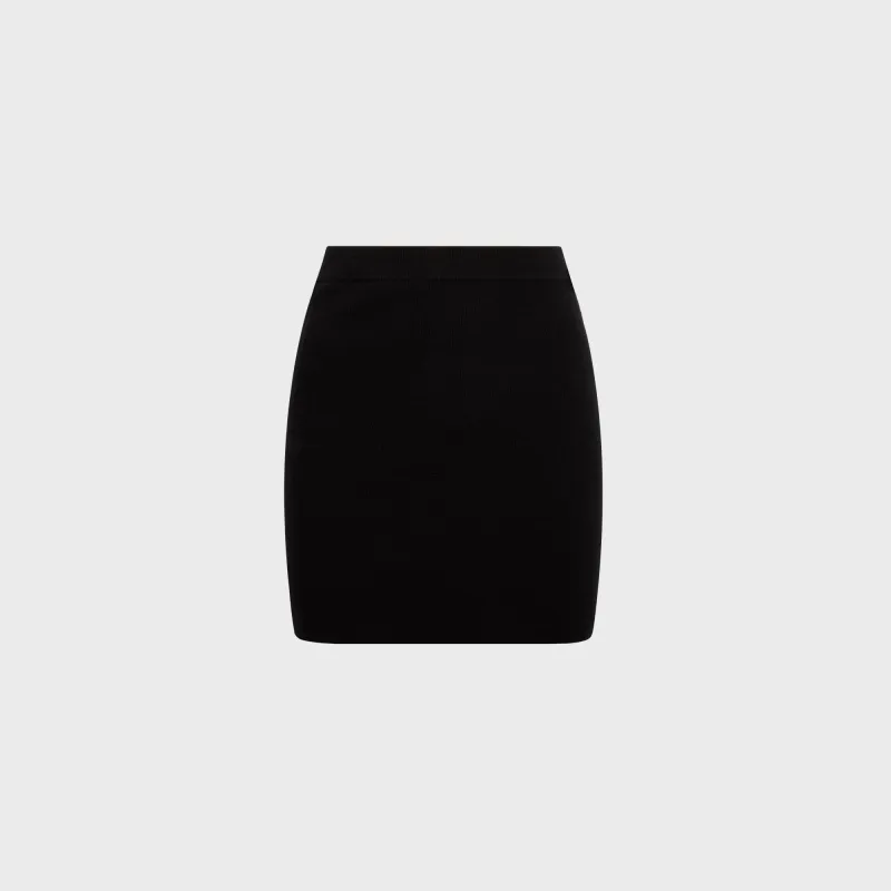 Alexander Wang Mini Skirt with Knit Logo Patch - Black sold by Kith