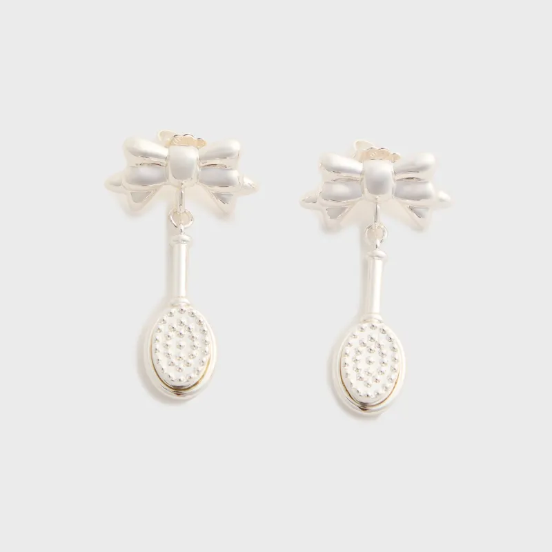 Sandy Liang Hairbrush Earrings - Silver sold by Kith