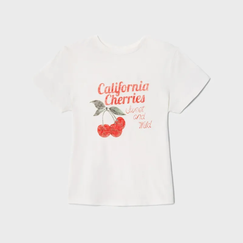 ReDone Tiny Tee Cherries - Vintage White sold by Kith